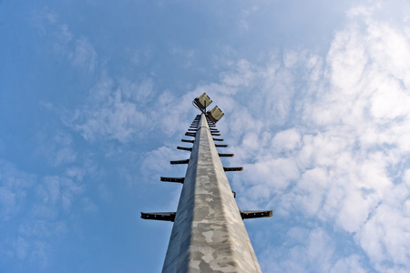 Floodlight from below for the soccer fieldの写真素材