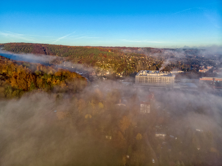 Jena Thuringia above the fogのeditorial素材