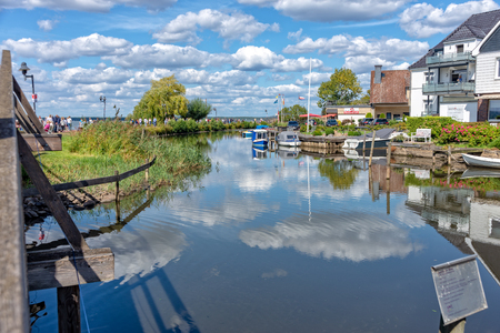 Houses and boats on the Steinhuder Meerのeditorial素材