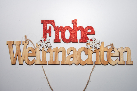 Merry Christmas wood carvingの写真素材