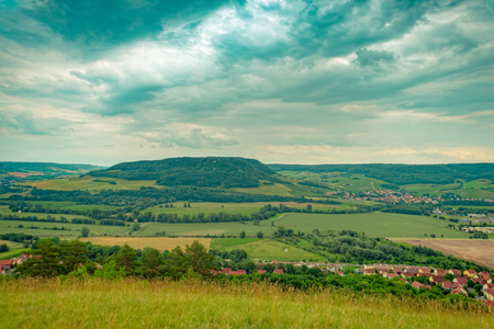 View to Kunitzburg on the mountain in Jenaのeditorial素材