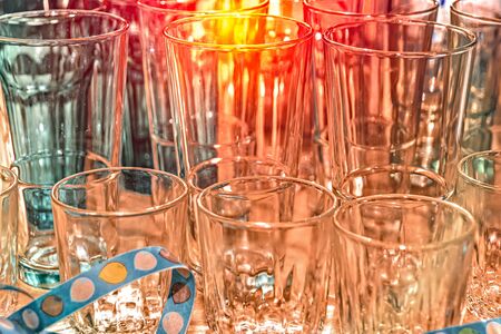 Various glasses are ready for a partyの写真素材