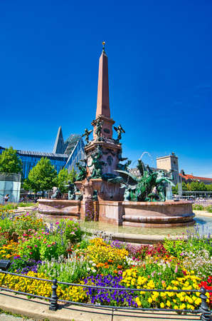 Mende fountain in the city of Leipzig near the Uni churchのeditorial素材