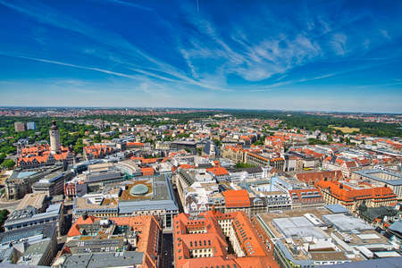 City center of Leipzig from the airのeditorial素材