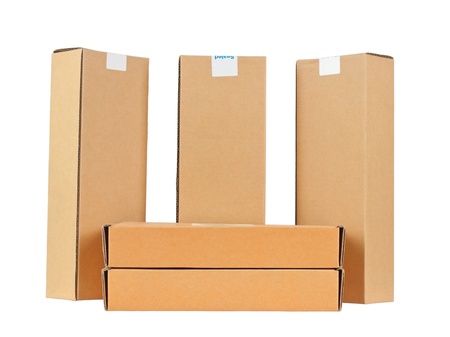 Cartons five pieces  Isolated on white background  On white background without shadows の写真素材