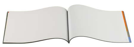 Blank open book isolated on white backgroundの写真素材