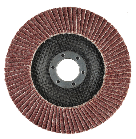 Abrasive flat flap disc for angle grinder. Object is isolated on white background without shadows.の写真素材