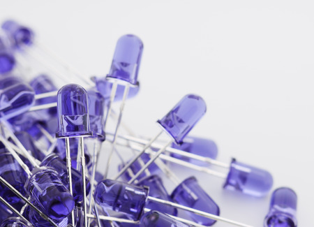 Blue LEDs 5mm on white background. Shallow DOF.の写真素材