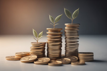 Investment concept, Coins growing on the coins, business idea.の素材