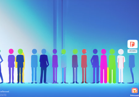 Group of people stand in a row. Teamwork concept. Vector illustration.の素材
