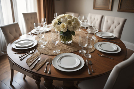 Elegant table setting for wedding or another catered event dinnerの素材
