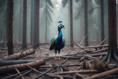 Beautiful peacock in the forest. Beautiful peacock in the forest.の素材