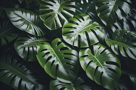 Tropical green leaves background, Nature and environment concept design.の素材