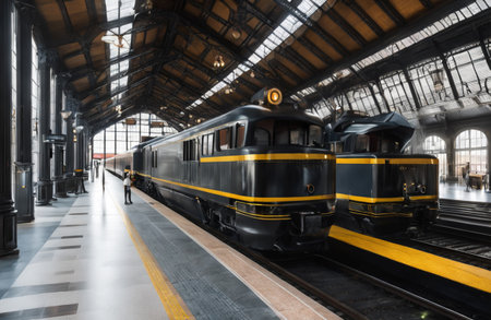Train in a train station in London, England, United Kingdom.の素材