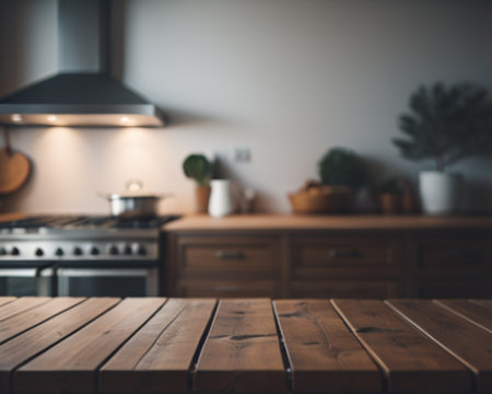 Table Top And Blur Interior of the Background. Mock Up Templateの素材