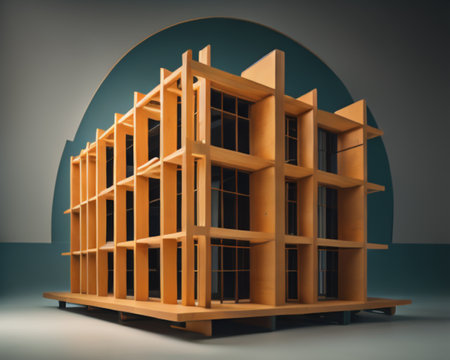 3d render of modern office building. Architectural construction concept.の素材