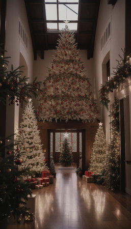 Christmas tree in the interior of the building. Christmas and New Yearの素材