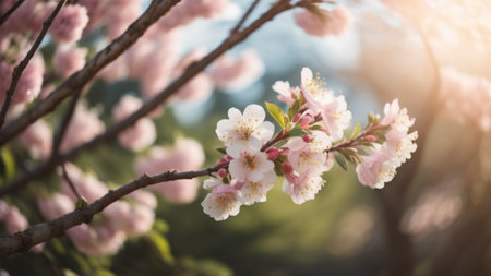 cherry blossom tree in spring, soft focus and shallow DOFの素材