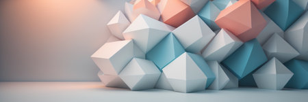 3d rendering of abstract geometric background with polygonal shapes.の素材