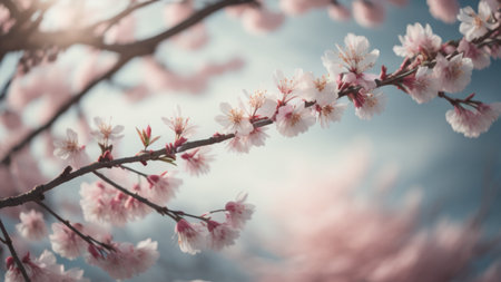 cherry blossom in spring, soft focus, vintage tonedの素材