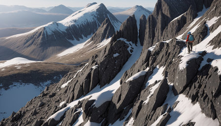 Tourist on the top of a mountain in the Altai Mountainsの素材
