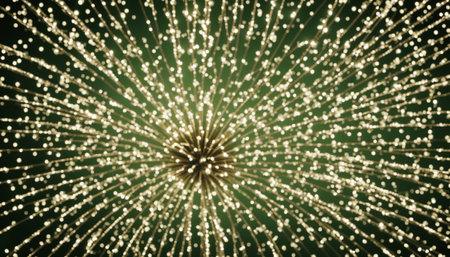 Festive background with golden fireworks and bokeh effect. 3d renderの素材