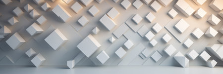 3d render, abstract background, white cubes, geometric shapes, minimal designの素材