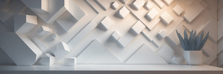 3d rendering, abstract geometric background, modern minimal design, white and gray colorsの素材