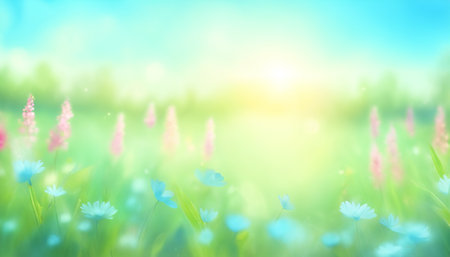 Summer meadow with wildflowers. Nature background. Soft focus.の素材
