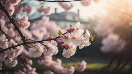 cherry blossom in spring, soft focus, vintage tone.の素材