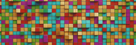 Abstract geometric background. 3d rendering 3d illustration. Colorful cubes.の素材