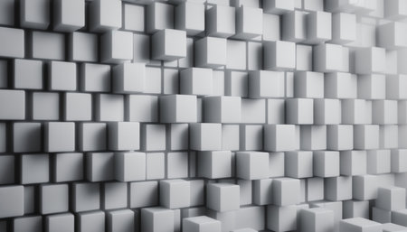 Abstract 3d rendering of white cubes. Futuristic background design.の素材