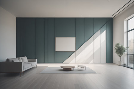Modern bright interiors 3D rendering illustration mockup computer generated imageの素材