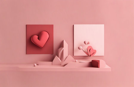 3d render, abstract composition, minimal design, valentine's dayの素材