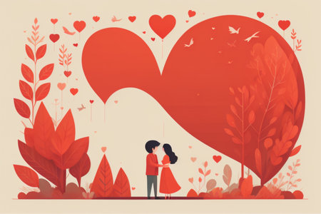 Valentine's Day background with couple in love. Vector illustrationの素材