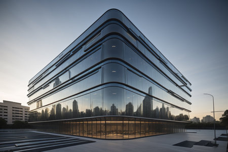 modern office building in the eveningの素材