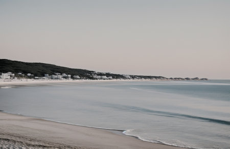View of the beach of the town of Pontevedra, Spainの素材