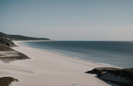 A view of the beach on the North Sea coast in Denmark.の素材