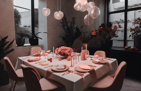 Elegant table setting for wedding or another catered event dinnerの素材