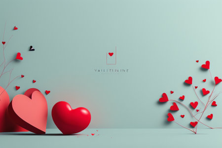 Valentine's day background with red hearts. 3d renderingの素材