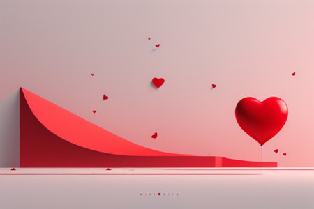 Valentine's day background with red heart. 3d renderingの素材