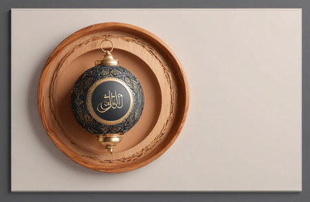 Christmas bauble with Arabic calligraphy. 3D illustration.の素材
