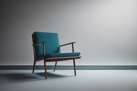 Blue armchair in an empty room, 3d render, mock upの素材