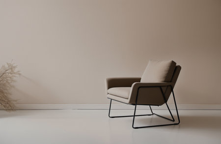 Modern living room interior with armchair. 3d render illustration.の素材