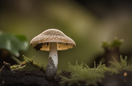 Mushroom on the ground in the forest. Selective focus.の素材