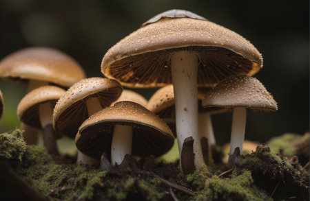 mushrooms in the forest, close-up, macro photographyの素材