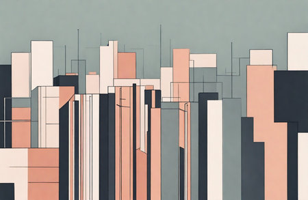 abstract background with skyscrapers. 3d render illustration.の素材