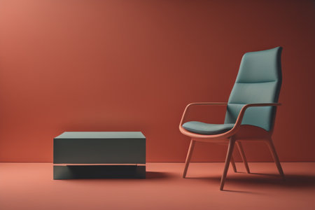 Minimalist living room interior with armchair. 3d renderの素材