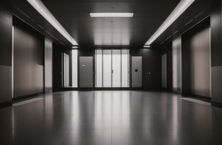 3d rendering interior of modern office with black and white walls and floorの素材