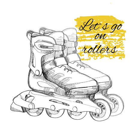 illustration of hand drawn roller skate. Graphic object for sport.のイラスト素材